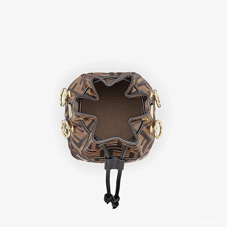 Affordable Brown Motif Bucket FF Mini Calf In Tresor Bag Mon Fendi Leather 0806